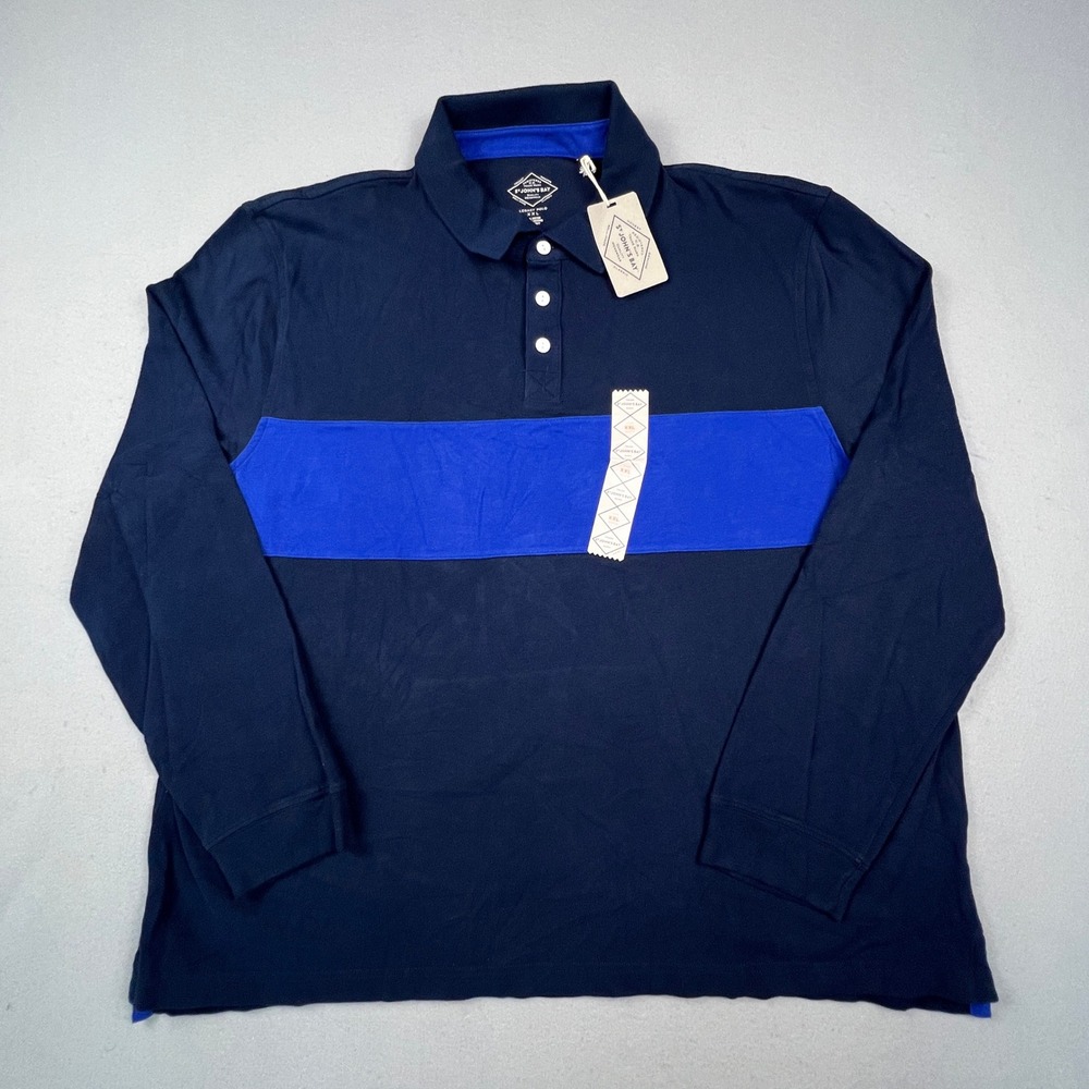 St. John's Bay Legacy Polo Shirt Mens XXL Striped Long Sleeve Casual Preppy NWT